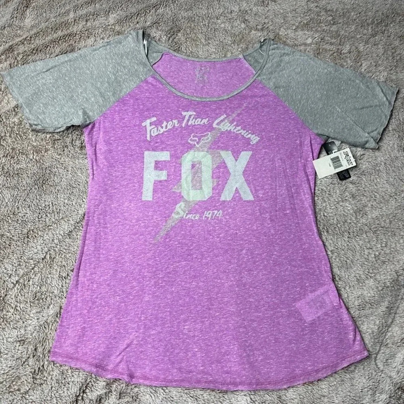 Fox Racing Women’s Resolve Raglan Tee Short Sleeve T-Shirt Lilac New - Picture 13 of 16